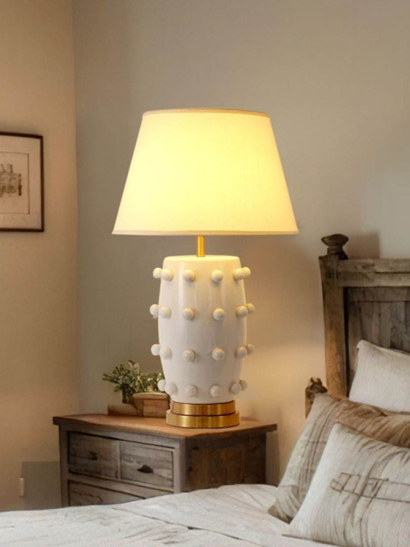 Retro Tapered Shade Ceramic Dot Table Lamp