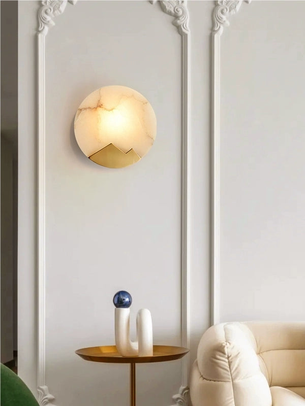 Stylish Contemporary Circular Crom Alabaster Wall Lamp