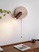 Load image into Gallery viewer, Wabi-Sabi Style Travertine Cylinder Wall Lamp with Pull-chain Switch
