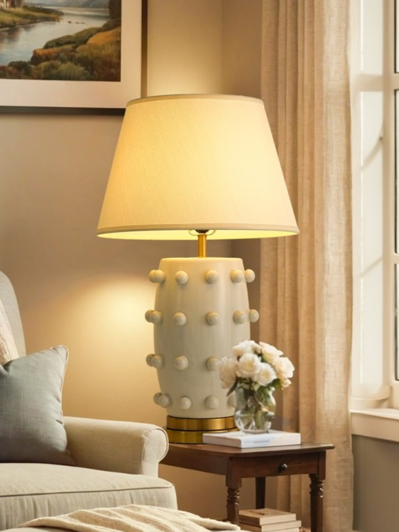 Retro Tapered Shade Ceramic Dot Table Lamp