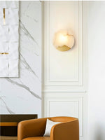 Load image into Gallery viewer, Stylish Contemporary Circular Crom Alabaster Wall Lamp
