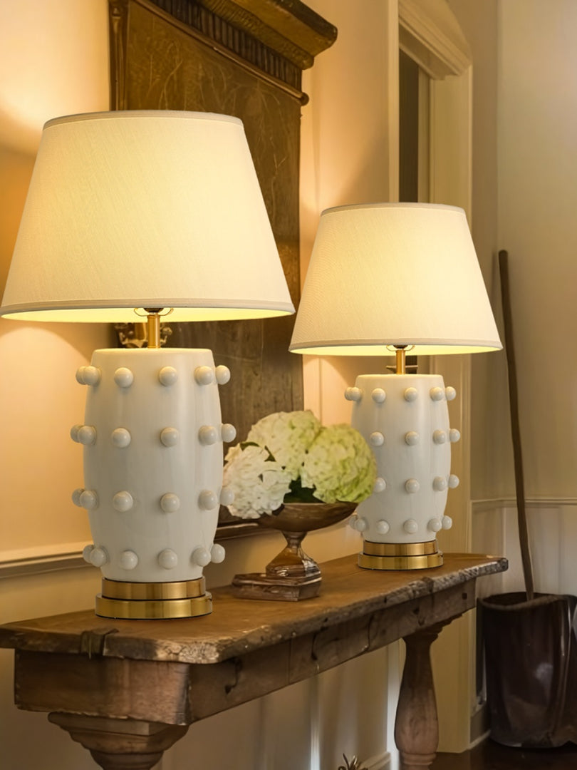 Retro Tapered Shade Ceramic Dot Table Lamp