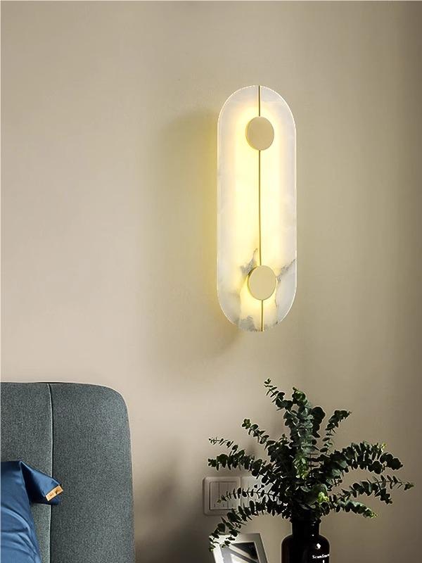 Postmodern Classical Oblong Shape Alabaster Wall Sconce