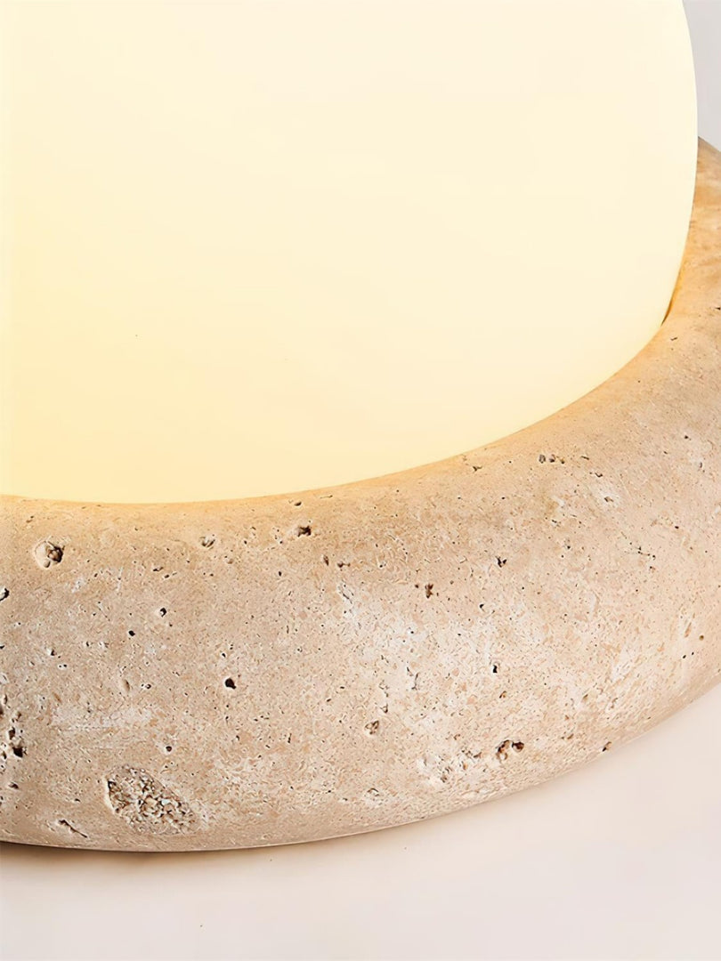 Cream Style Semi-Round Travertine Table Lamp