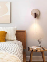 Load image into Gallery viewer, Wabi-Sabi Style Travertine Cylinder Wall Lamp with Pull-chain Switch
