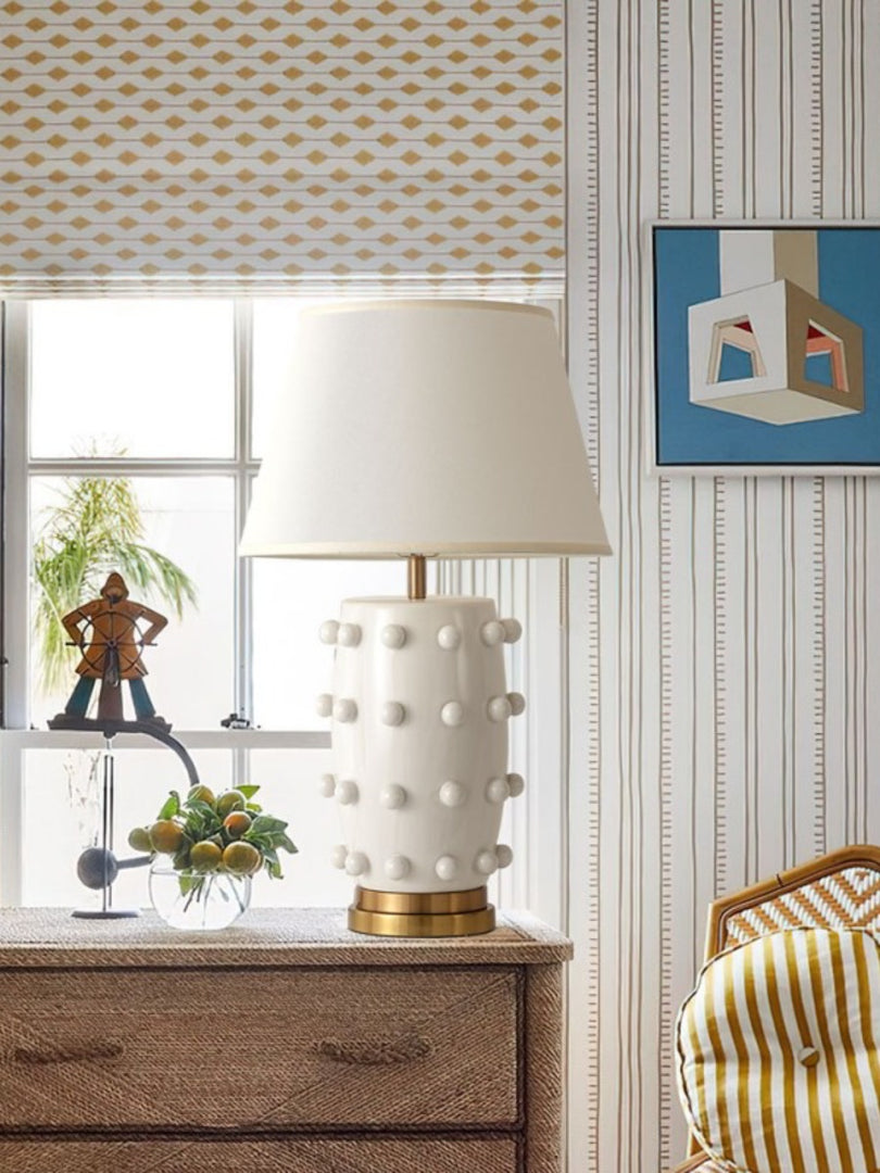 Retro Tapered Shade Ceramic Dot Table Lamp