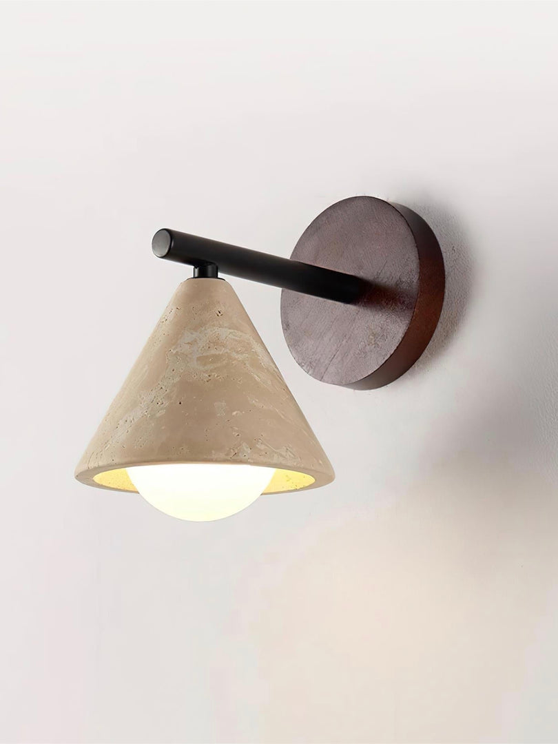 Wabi-Sabi Style Travertine Cone Shade Wall Light