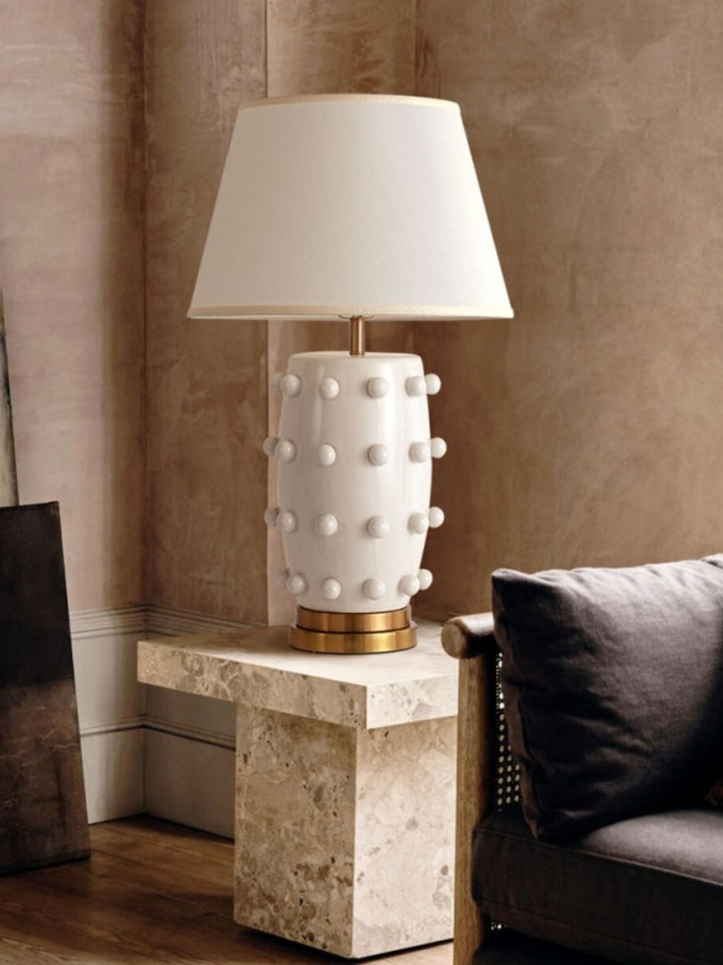 Retro Tapered Shade Ceramic Dot Table Lamp