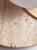 Load image into Gallery viewer, Wabi-Sabi Style Travertine Wood Round Wall Lamp
