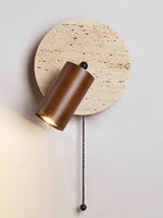 Load image into Gallery viewer, Wabi-Sabi Style Travertine Cylinder Wall Lamp with Pull-chain Switch
