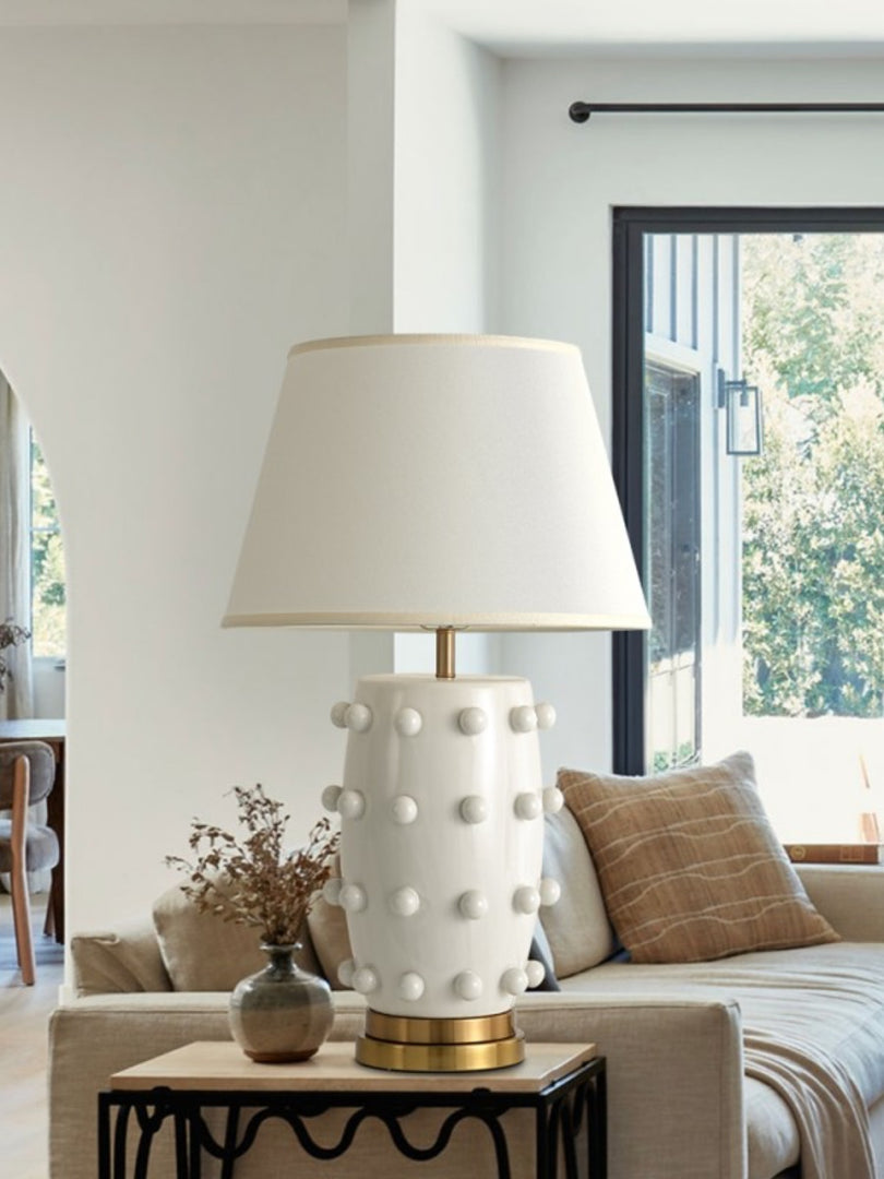 Retro Tapered Shade Ceramic Dot Table Lamp