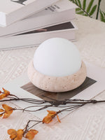 Load image into Gallery viewer, Cream Style Semi-Round Travertine Table Lamp
