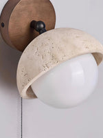 Load image into Gallery viewer, Wabi-Sabi Style Travertine Half-Sphere Wall Lamp
