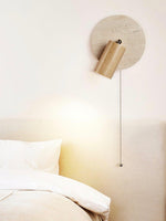 Load image into Gallery viewer, Wabi-Sabi Style Travertine Cylinder Wall Lamp with Pull-chain Switch
