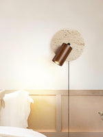 Load image into Gallery viewer, Wabi-Sabi Style Travertine Cylinder Wall Lamp with Pull-chain Switch
