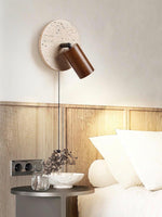 Load image into Gallery viewer, Wabi-Sabi Style Travertine Cylinder Wall Lamp with Pull-chain Switch
