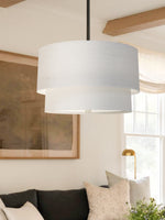 Load image into Gallery viewer, Double Fabric Drum Pendant Lamp
