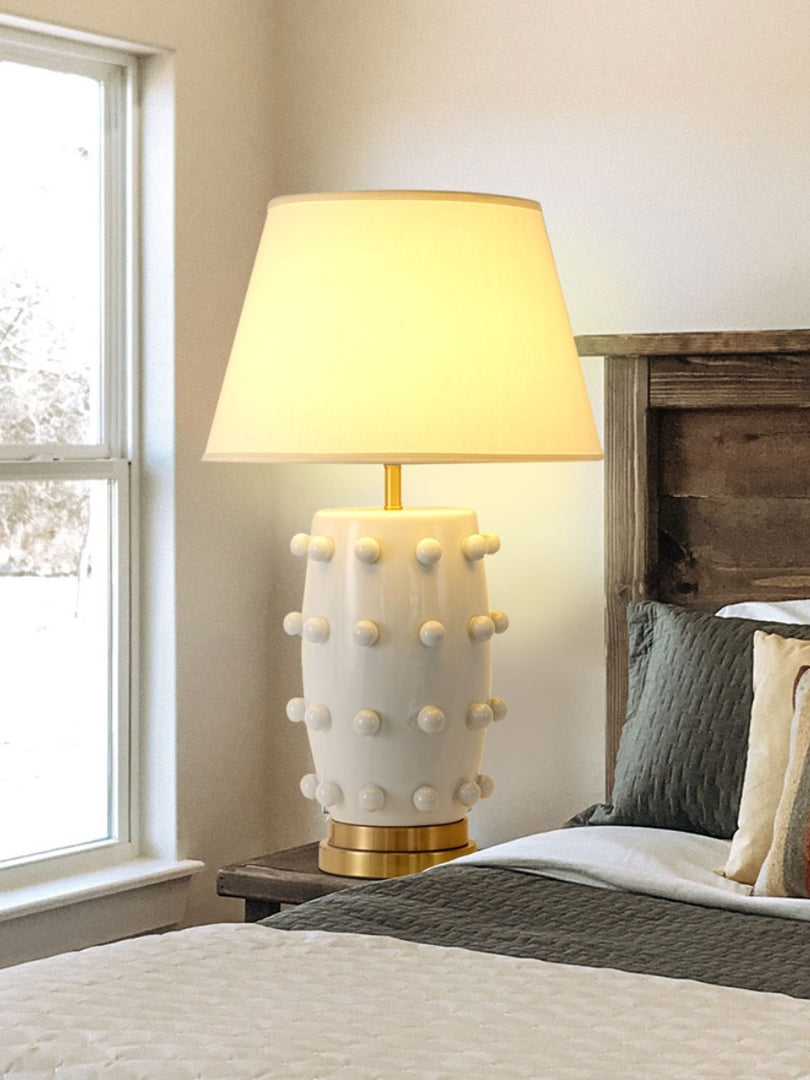 Retro Tapered Shade Ceramic Dot Table Lamp