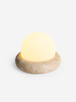 Load image into Gallery viewer, Cream Style Semi-Round Travertine Table Lamp
