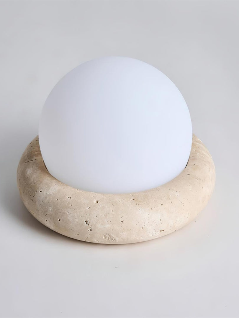 Cream Style Semi-Round Travertine Table Lamp