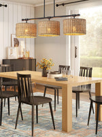 Load image into Gallery viewer, 3 Light Rustic Drum Hand Woven Rattan Pendant Light
