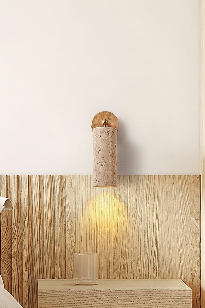 Cylindrical Travertine Wall Light