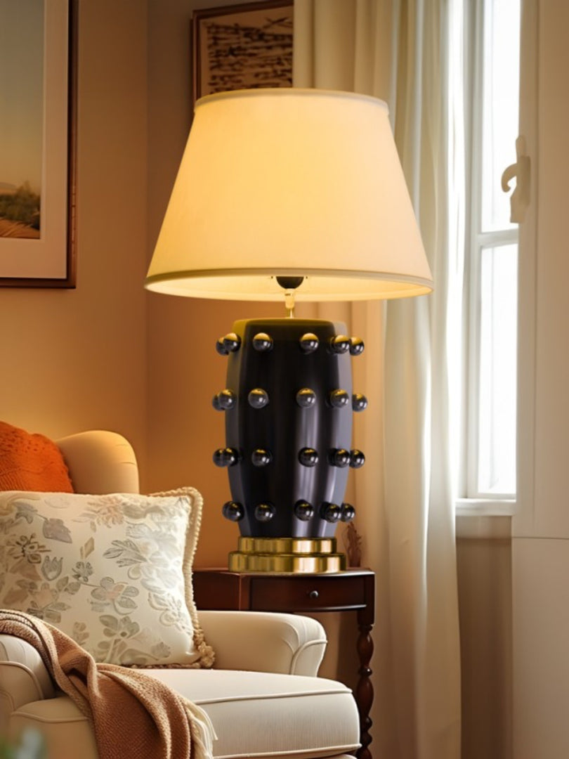 Retro Tapered Shade Ceramic Dot Table Lamp