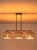 Load image into Gallery viewer, 3 Light Rustic Drum Hand Woven Rattan Pendant Light
