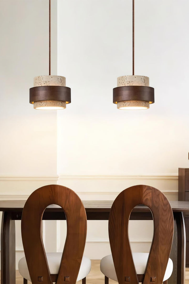 Cylindrical Modern Design Travertine Pendant Lamp