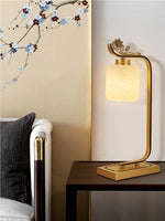 Load image into Gallery viewer, New Chinese Style Full Copper Lotus Chri Alabaster Table Lamp
