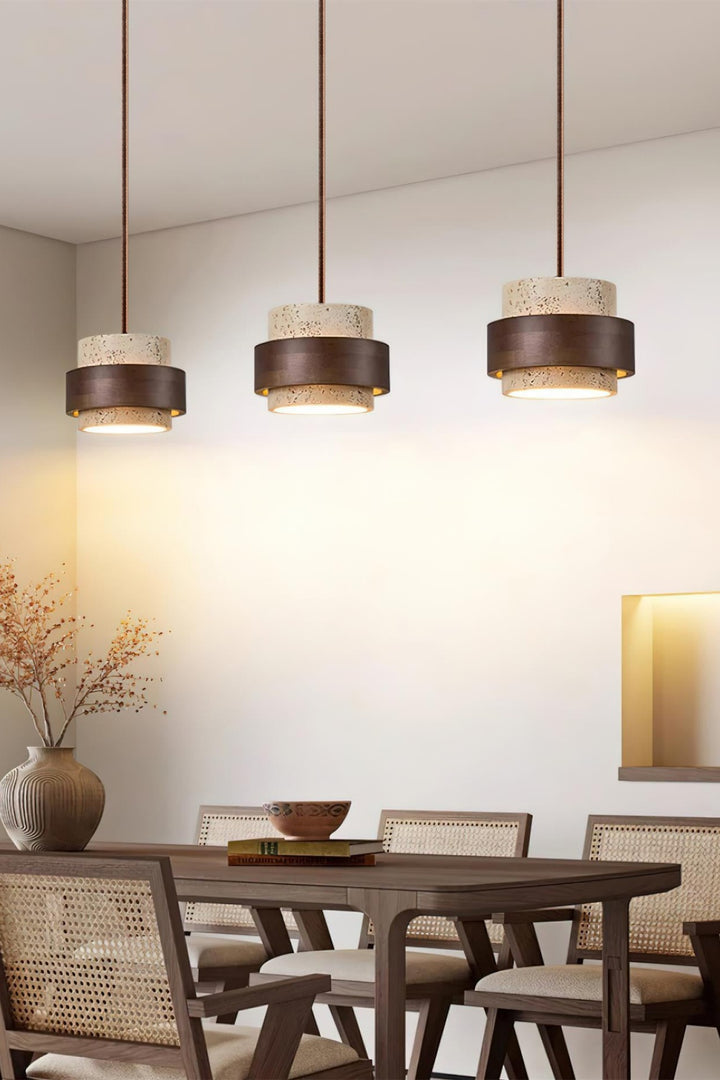 Cylindrical Modern Design Travertine Pendant Lamp