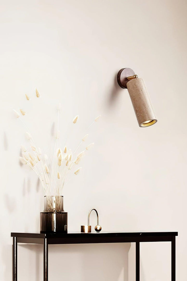 Cylindrical Travertine Wall Light