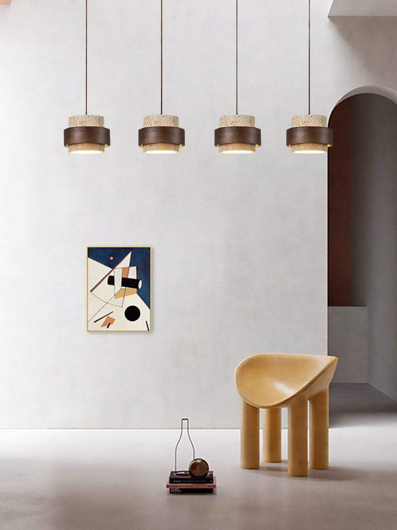 Cylindrical Modern Design Travertine Pendant Lamp