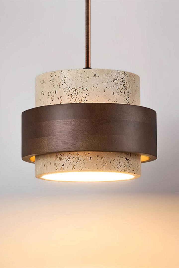 Cylindrical Modern Design Travertine Pendant Lamp