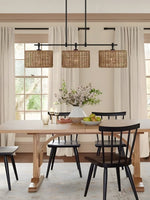 Load image into Gallery viewer, 3 Light Rustic Drum Hand Woven Rattan Pendant Light
