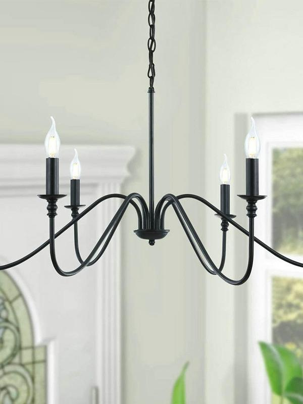 American Simple Vintage Iron Candle Shaped Multi-Head Chandelier