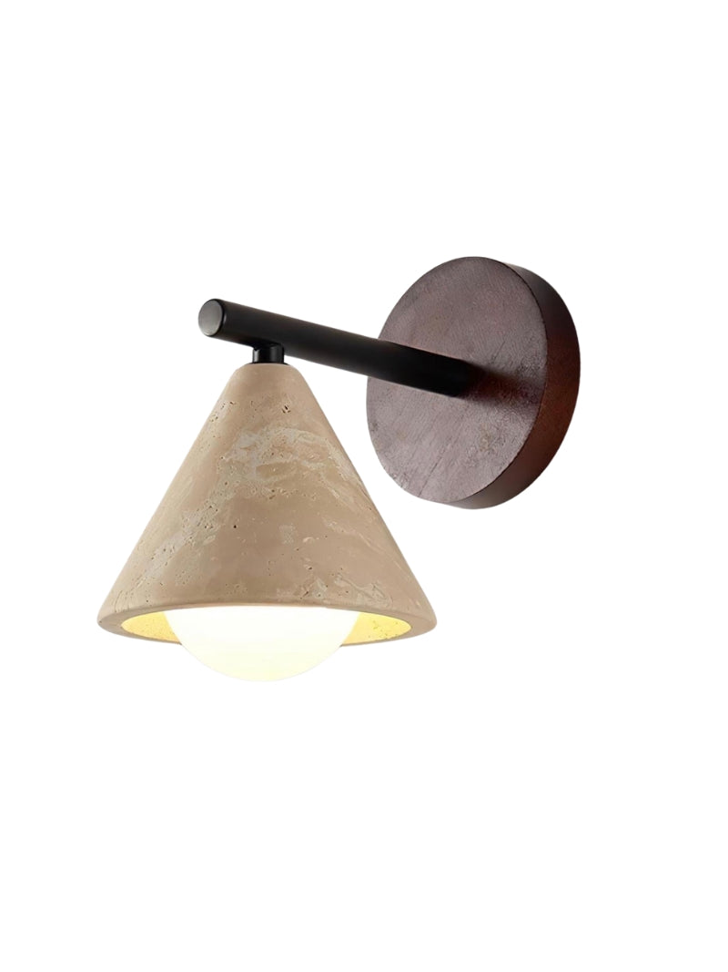 Wabi-Sabi Style Travertine Cone Shade Wall Light