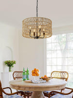 Load image into Gallery viewer, Bohemian Rattan Farmhouse Chandelier For Bedroom
