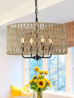 Load image into Gallery viewer, Bohemian Rattan Farmhouse Chandelier For Bedroom
