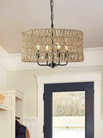 Load image into Gallery viewer, Bohemian Rattan Farmhouse Chandelier For Bedroom
