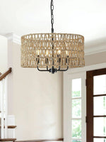 Load image into Gallery viewer, Bohemian Rattan Farmhouse Chandelier For Bedroom
