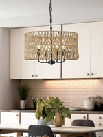 Load image into Gallery viewer, Bohemian Rattan Farmhouse Chandelier For Bedroom
