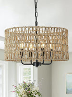 Load image into Gallery viewer, Bohemian Rattan Farmhouse Chandelier For Bedroom
