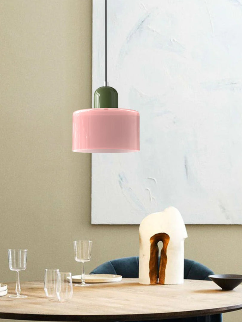 Creative Morandi Cylinder Glass Pendant Light