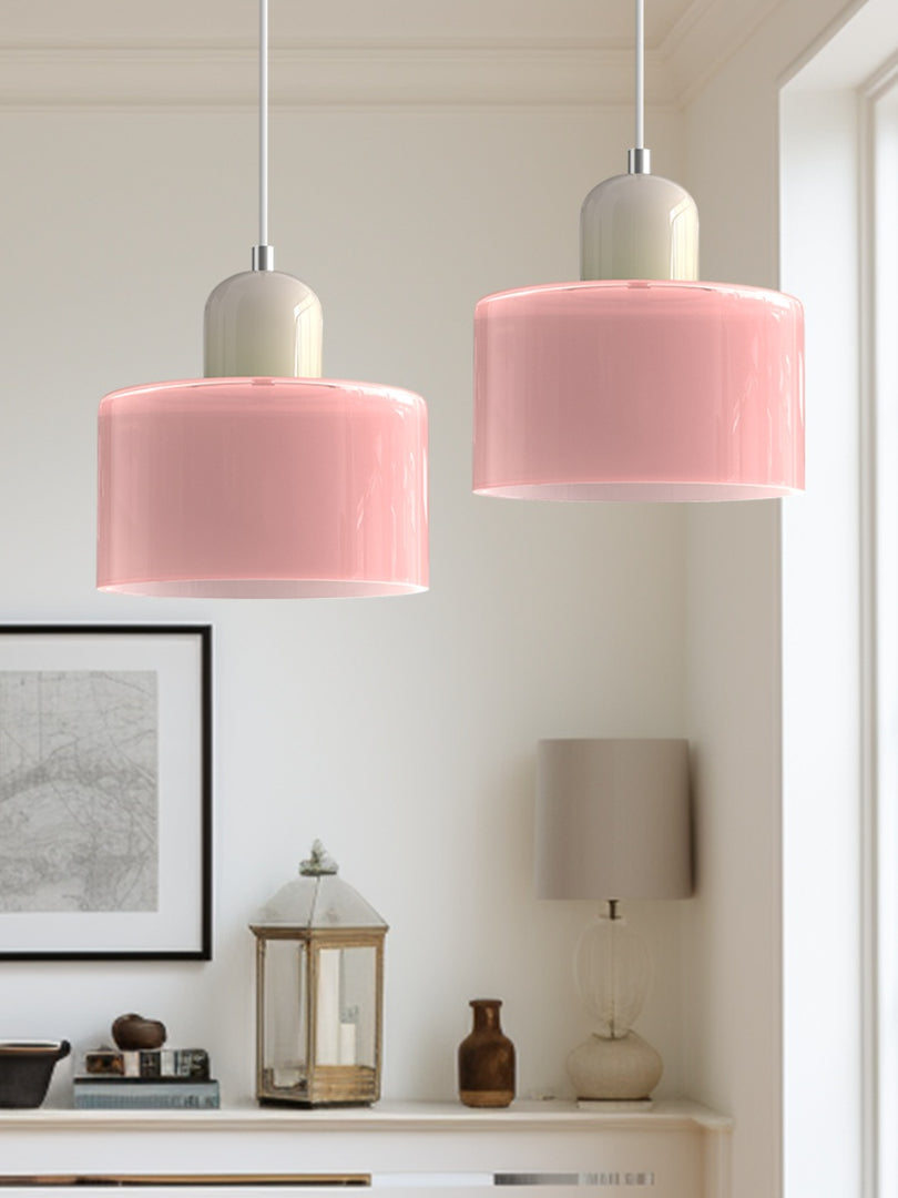 Creative Morandi Cylinder Glass Pendant Light