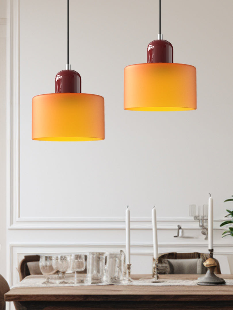 Creative Morandi Cylinder Glass Pendant Light