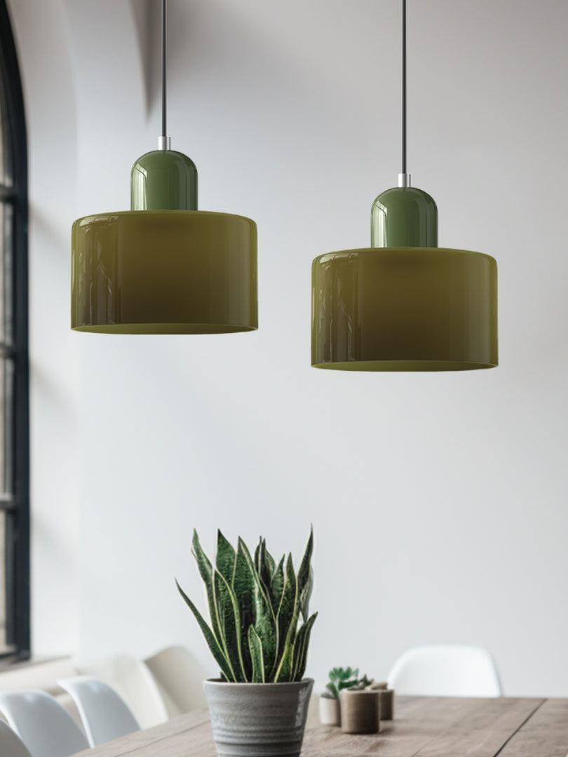 Creative Morandi Cylinder Glass Pendant Light