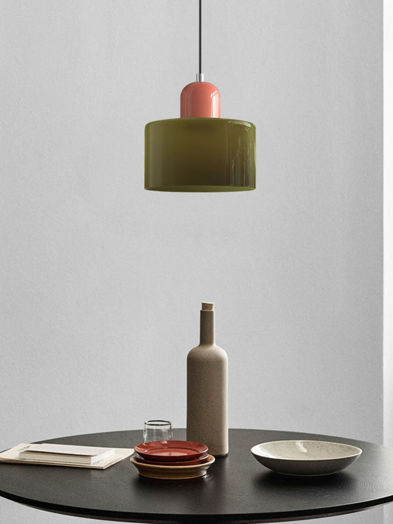 Creative Morandi Cylinder Glass Pendant Light