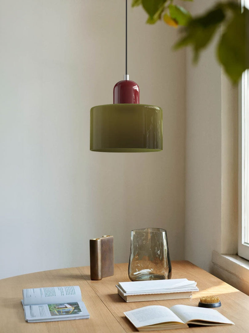 Creative Morandi Cylinder Glass Pendant Light