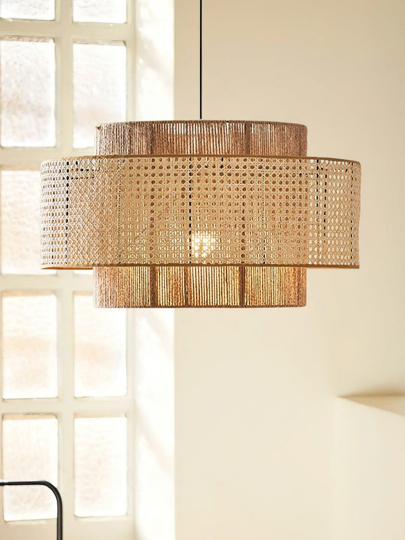 Japanese Wabi-Sabi Style Hemp Rope Rattan Zen Pendant Light